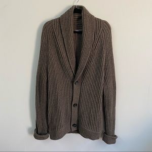 Vince Chunky Ribbed Knit Wool Shawl Collar Cardigan Sweater